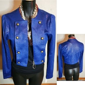 Event royal blue/metallic Steampunk/Victorian style soft knit. Sz Small